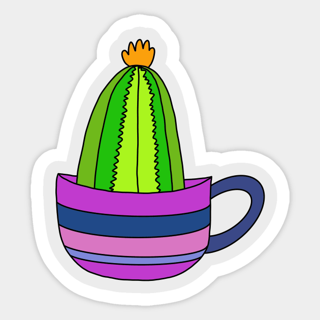 Cute Cactus Design #92: Tiny Cactus In A Teacup Sticker by DreamCactus